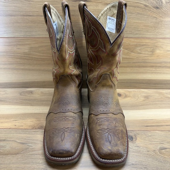 Double H Jase Boots Mens 12 D Brown Leather Square Toe Western Cowboy - Picture 5 of 11